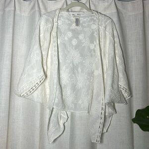 Lucky brand cotton floral patterned lightweight cardigan